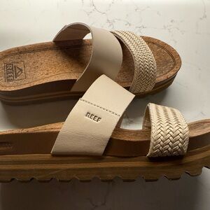 Reef Cream Tan Sandals with Two-Strap Design